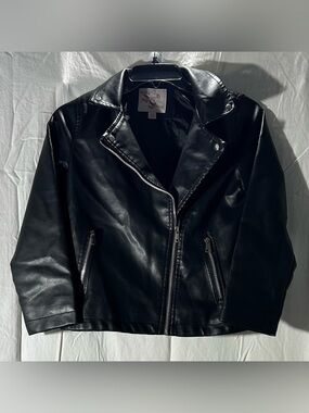 Sweet Stories Girls Faux Leather Moto Jacket US Size 14 (L) Black